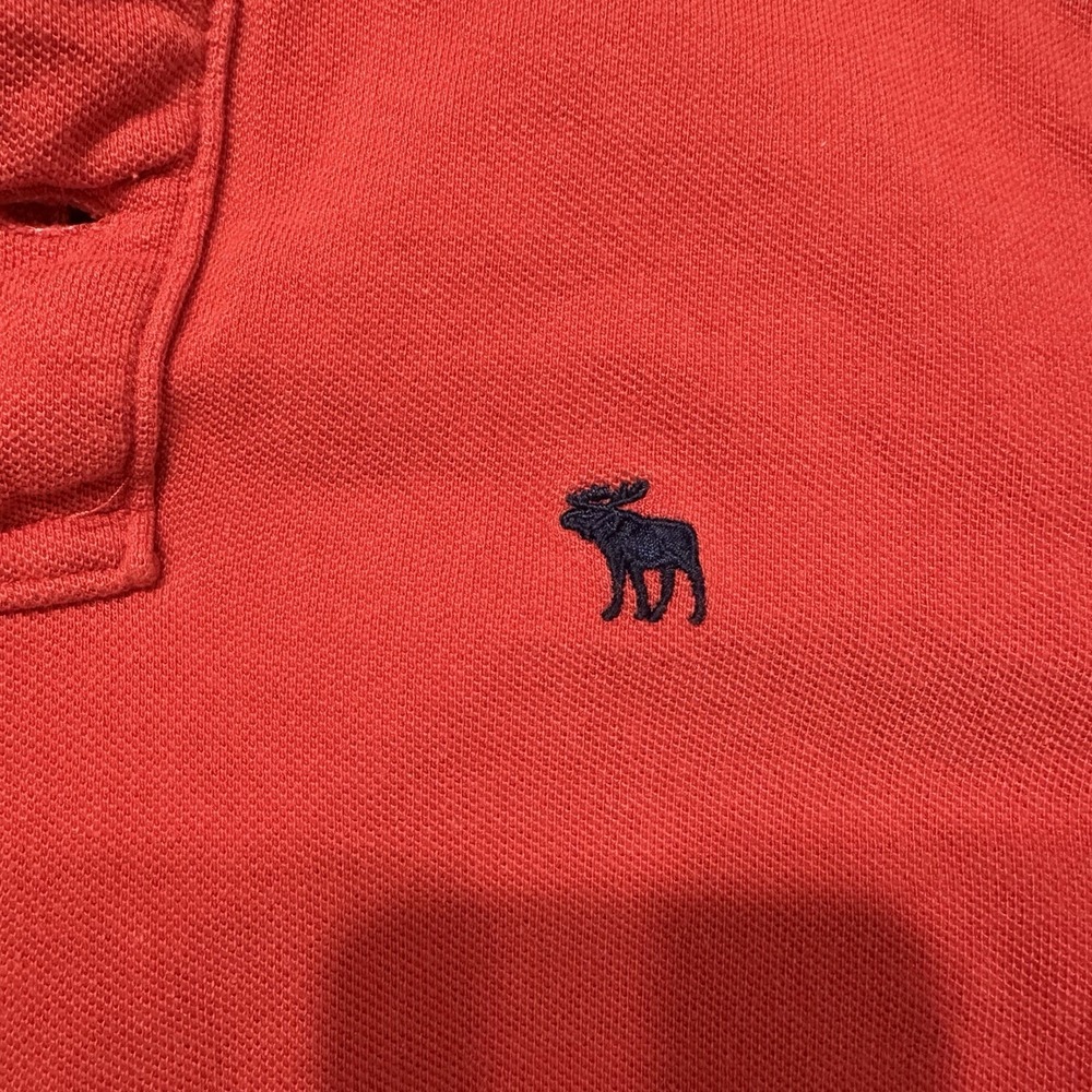 Abercrombie & Fitch Muscle‎ Red Polo Shirt Mens Medium Short Sleeve Blue Moose - Picture 3 of 8